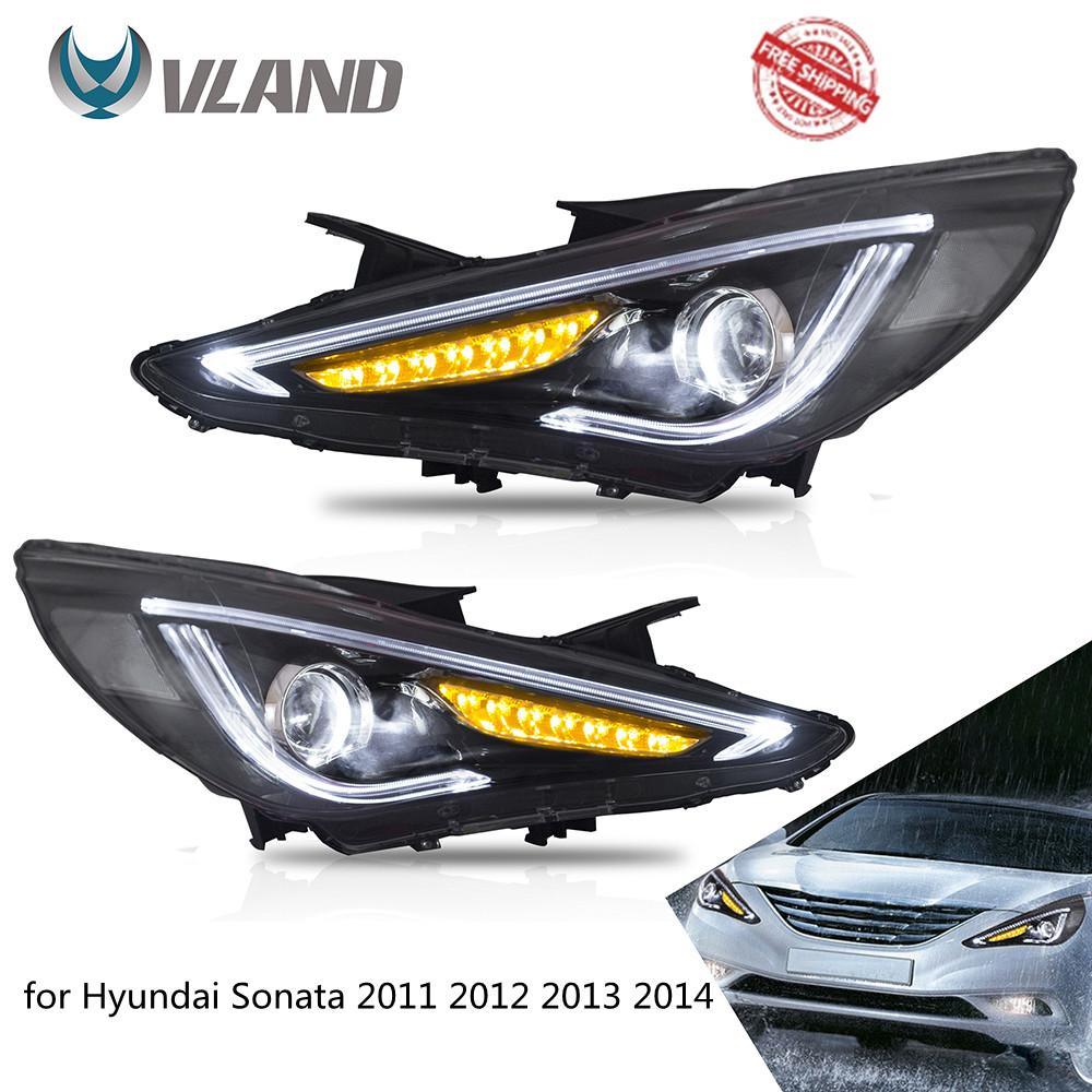 VLAND Headlamp Car Headlight Assembly for Hyundai Sonata 2011 2012 2013 2014 Head light with demon eye