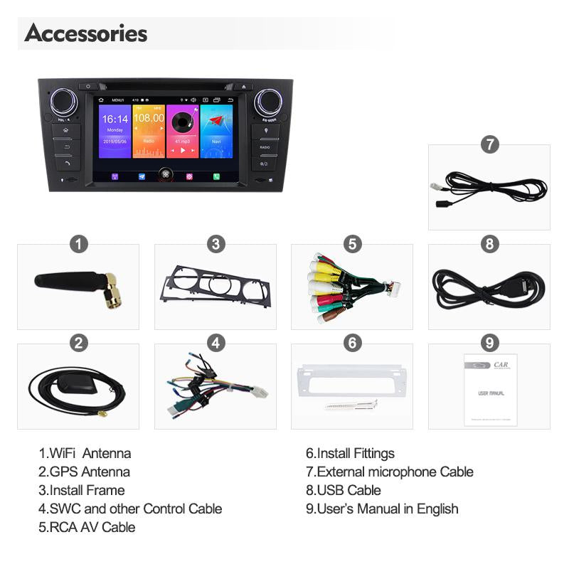 Eunavi 1 Din Android 10 Car Multimedia player DVD GPS For 3 Series BMW E90 E91 E92 E93 318 320 325 Auto Radio Audio DSP 4G WIFI