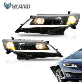 VLAND Headlamp Car Headlights Assembly for Toyota Camry 2012 2013 2014 Headlight with DRL moving turn signal Plug-and-play