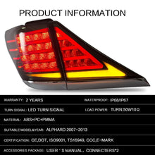 Load image into Gallery viewer, VLAND Tail lights Assembly for Toyota Verllfire/Alphard 2007-2013 Taillights Tail Lamp Turn Signal Reverse Lights LED DRL light