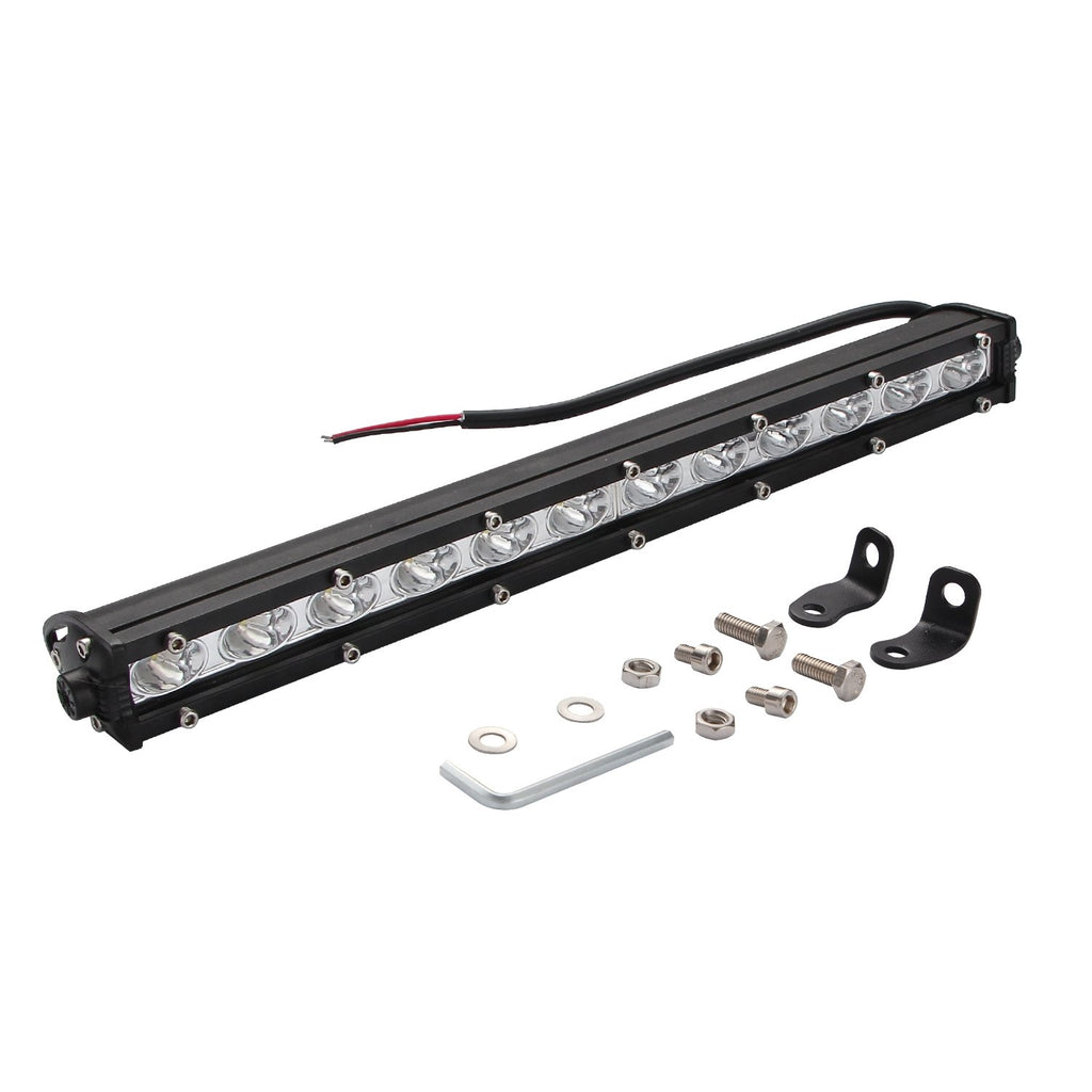 YSJ 14 Inch 18W Ultra-thin Spotlight Mid-net Light Aluminum Alloy Housing Bar Single Row Driving Lamp (Ellipse)