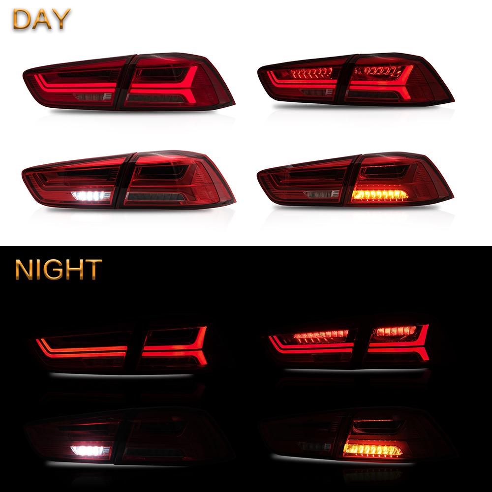 VLAND Tail Lights Assembly For Mitsubishi Lancer EVO X 2008-2019 RED Tail Lamp Assembly With Sequential Turn Signal Full LED