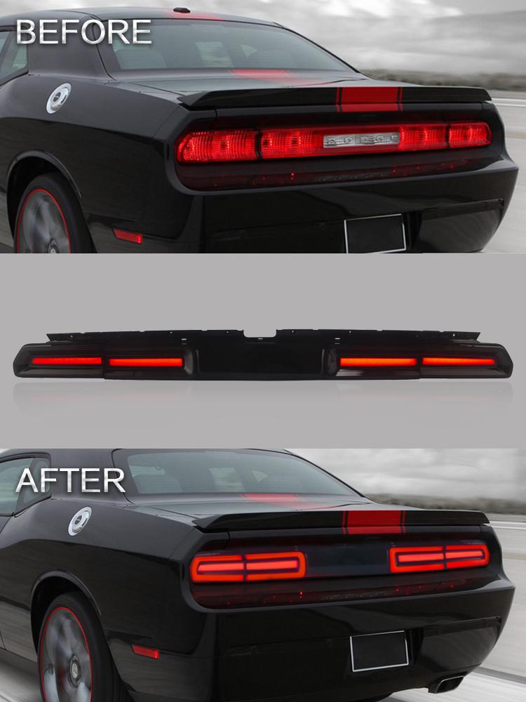 VLAND Car Accessories LED Tail Lights Assembly For Dodge Challenger 2008-2014 Tail Lamp Amber/Red Sequential Turn Signal Light