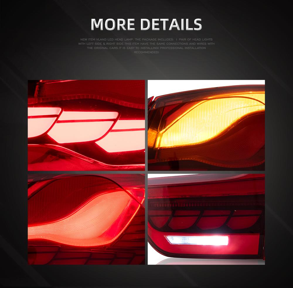 GTS OLED Style For BMW 4 Series VLAND Taillight F32 F33 F36 F82 F83 M4 Facelift Rear Lights LED 2014-2020 Sequential Turn Signal