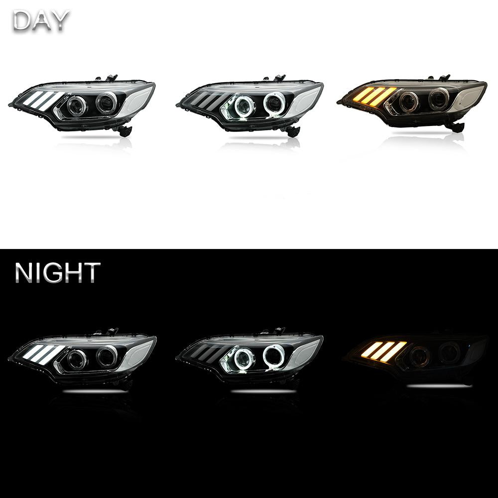 VLAND Headlamp Car Headlights Assembly For Honda Fit/Jazz 2014-2019 Headlight LED DRL With Moving Turn Signal Dual Beam Lens