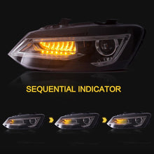 Cargar imagen en el visor de la galería, VLAND Headlamp Car Headlight Assembly For Volkswagen Polo 2011-2017 Head Light With Moving Turn Signal Dual Beam Lens