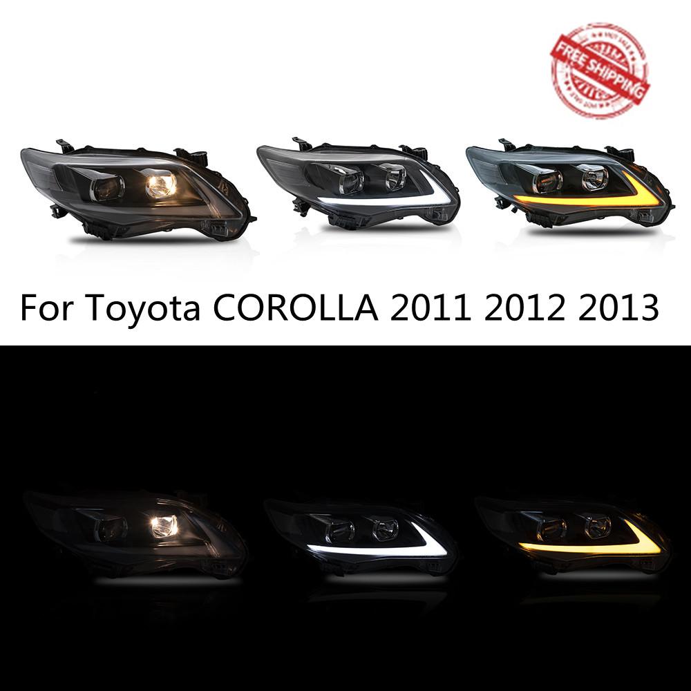 VLAND Headlamp Car Assembly Fit For Toyota COROLLA 2011 2012 2013 Headlight Full LED Headlamp With DRL Turn Signal Light