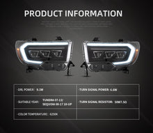 Załaduj zdjęcie do przeglądarki galerii, VLAND Car Lamp Assembly For Toyota Tundra 2007-2013 Full LED Headlight With Start-up Animation DRL