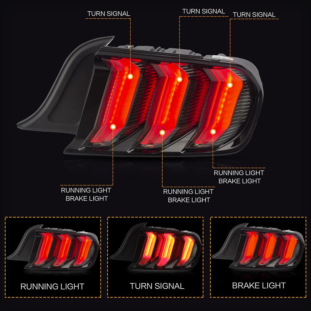 VLAND Tail lamp assembly for Ford Mustang 2015-2020 Tail light with Sequential Turn Signal Reverse Lights Plug and Play