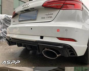 RS3 Style Rear Diffuser With Exhaust for 17-19 Audi A3 S-line Hatchback,ASPP  Auto Body Kit for Audi