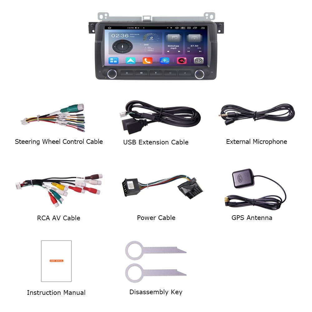 Eunavi Android 12 7862c Car Radio DSP Multimedia Player For BMW E46 M3 318/320/325/330/335 Autoradio Video GPS Navigation 4G IPS