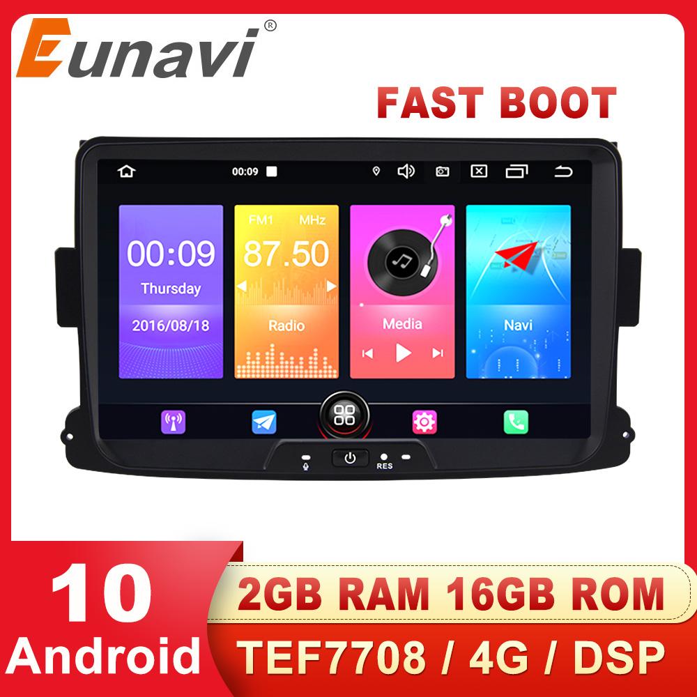 Eunavi DSP Android 10 Car Multimedia player GPS For Dacia Sandero Duster Renault Captur Lada Xray 2 Logan 2 Auto Audio Radio 4G