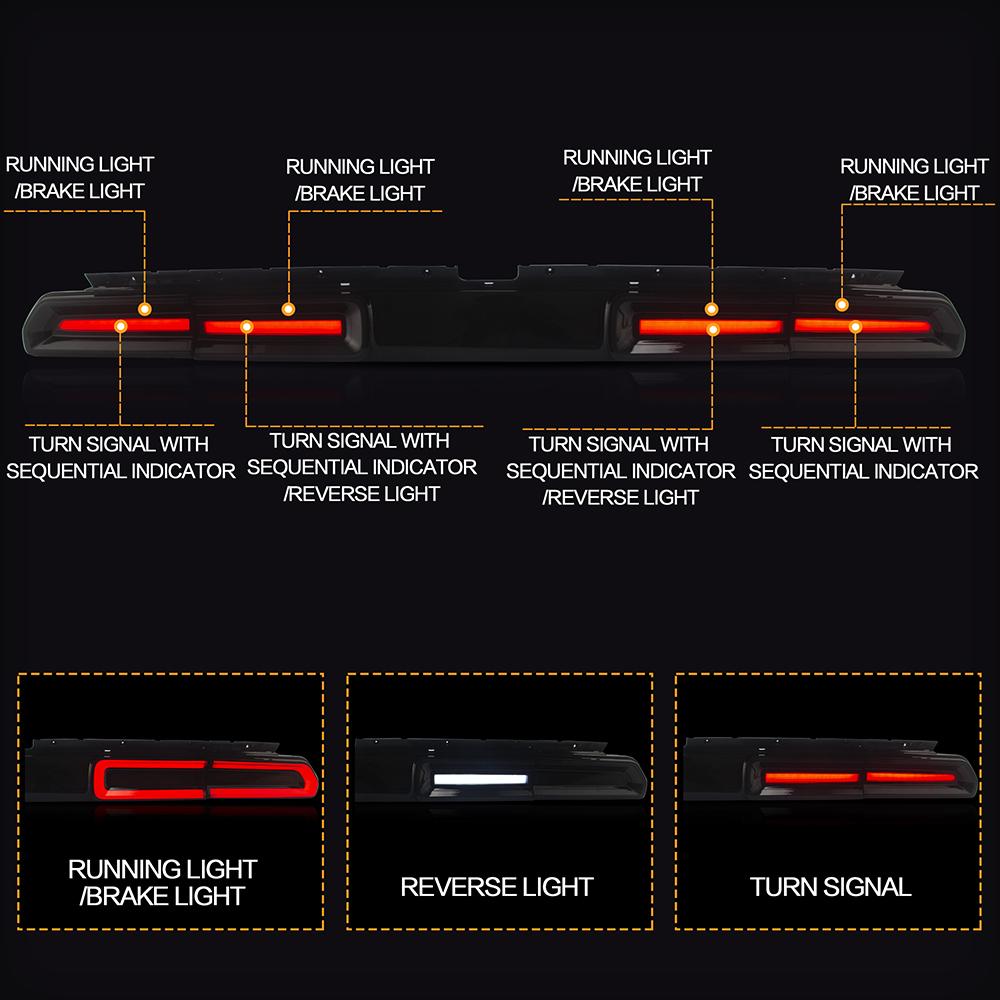 Akcesoria samochodowe VLAND LED tylne światła montażowe dla Dodge Challenger 2008-2014 tylna lampa bursztynowa/czerwona sekwencyjna włączony kierunkowskaz