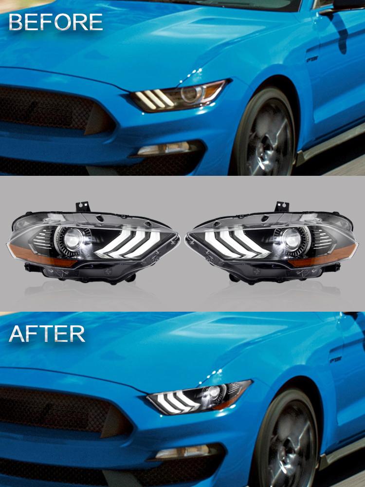 VLAND Full LED Headlights for Mustang 2018-UP Headlamp Assembly with DRL Sequential Turn Signal factory accessory car led lights