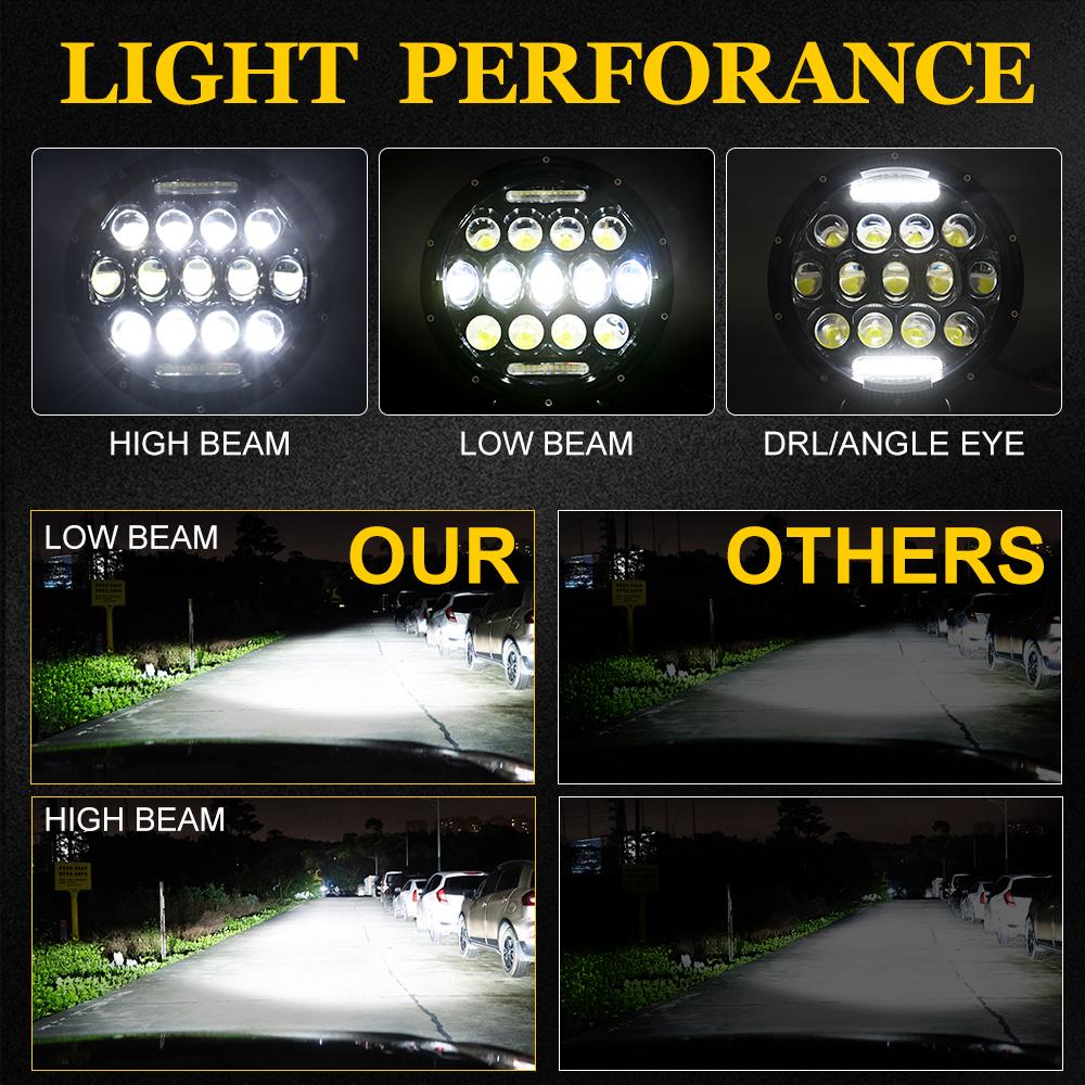 New 7 inch LED Round Headlights DRL Hi Lo Beam Headlamp 4X4 offroad Car Accessories Black(13 Light)