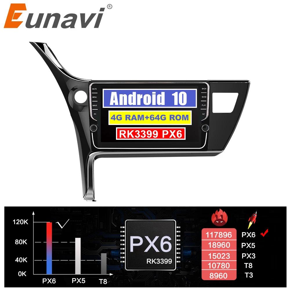 Eunavi car multimedia playe radio audio stereo gps Android 10 auto for Toyota Corolla 2017 2018 navigation touch screen wifi