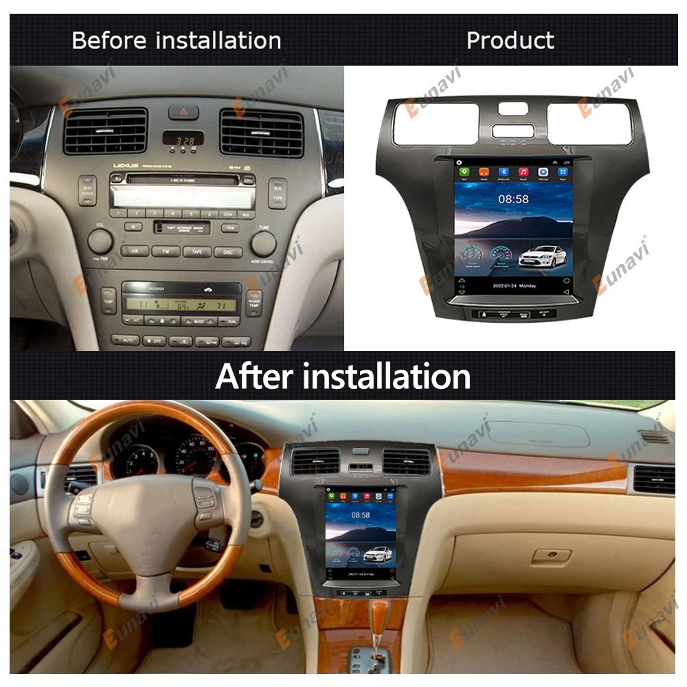 Eunavi Tesla Style Android 11 Car Radio For Lexus ES ES250 ES300 ES330 10.4" Car Stereo GPS Navigation Carplay BT 1024*768