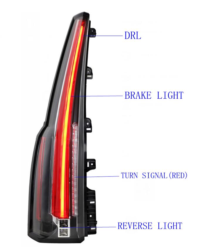 VLAND Tail Lamps Fit For Tahoe/Suburban 2015-2016 Full LED Taillights With DRL+Brake+Reverse Light+Red Turn Signal