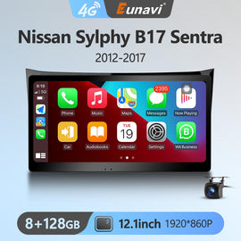 Eunavi 4G Carplay 2 Din Android Auto Radio For Nissan Sylphy B17 Sentra 2012-2017 Car Multimedia Video Player GPS Stereo 2din