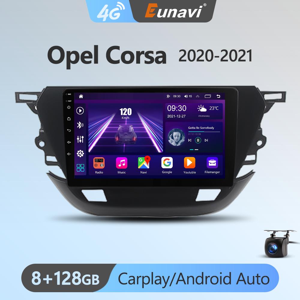 Eunavi Android 11 Car Radio DSP Multimedia Player For Opel Corsa 2020-2021 Autoradio Video QLED Screen GPS Navigation Carplay 4G