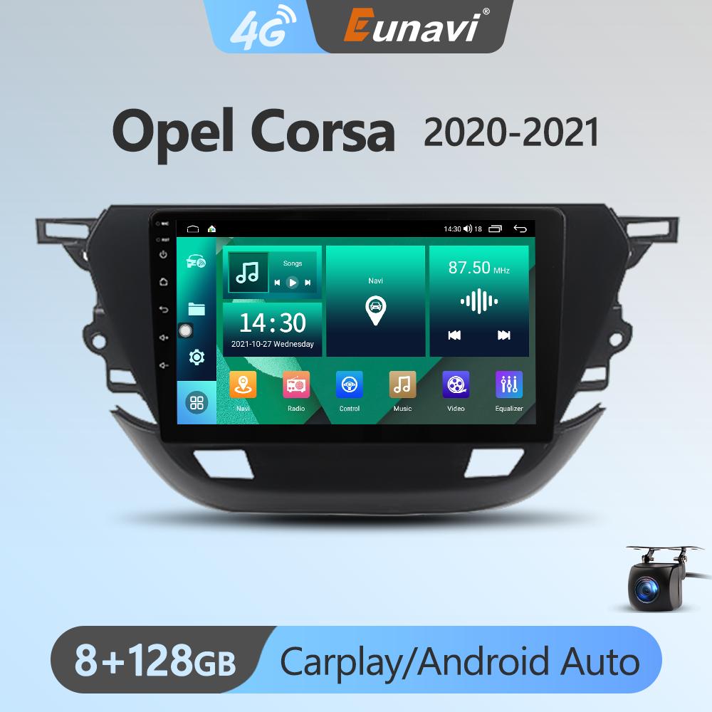 Eunavi Android 11 7862c Car Radio DSP Multimedia Player For Opel Corsa 2020-2021 Autoradio Video QLED Screen GPS Navigation 4G