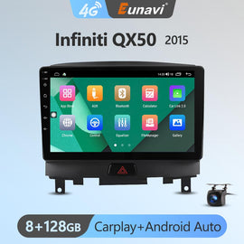 Eunavi 7862c 8G+128G QLED 2DIN Android Auto Radio Car Multimedia Player For Nissan Infiniti EX25 QX50 2015 GPS Carplay octa core