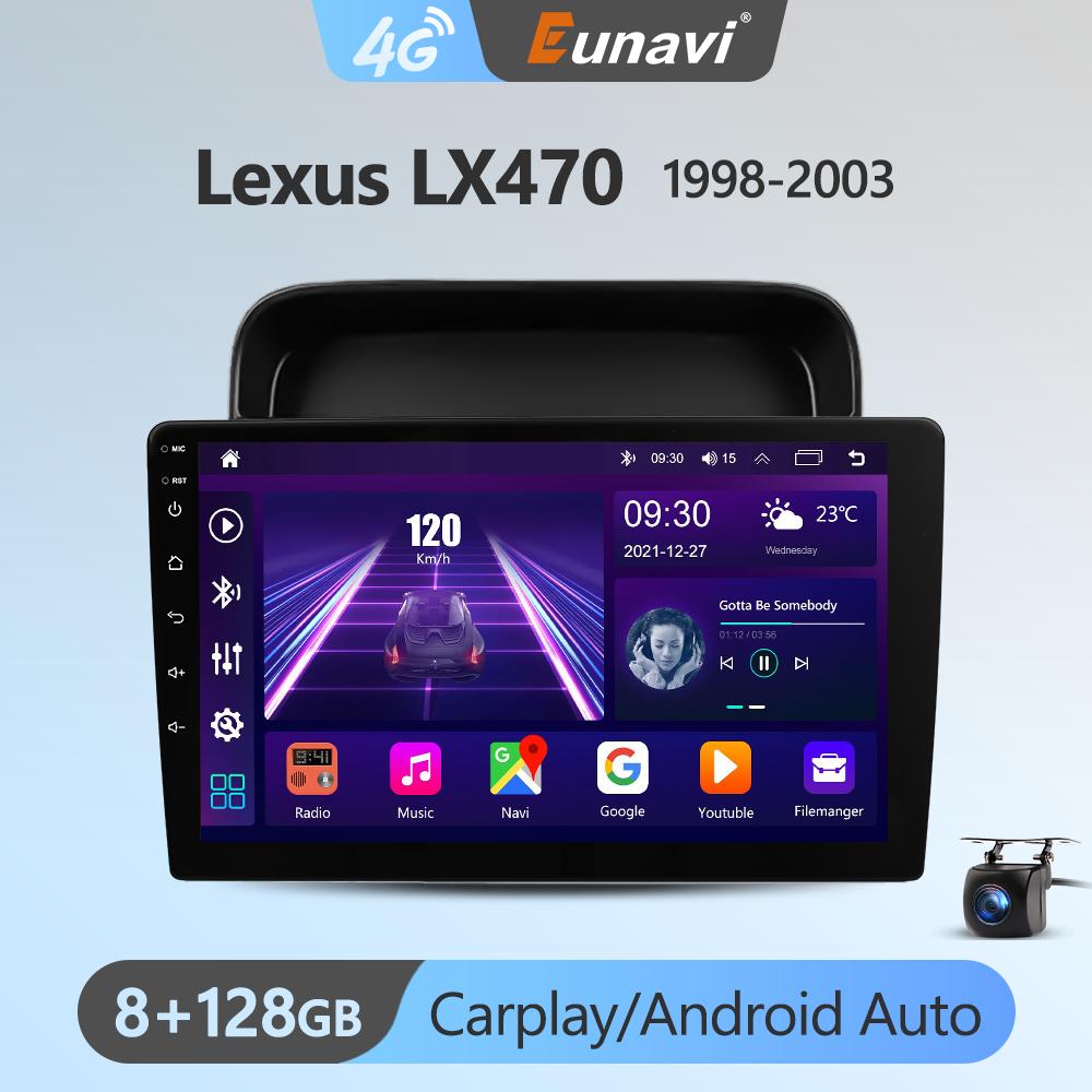 Eunavi Android 11 Car Radio DSP Multimedia Player For Lexus LX470 1998-2003 Autoradio Video QLED Screen GPS Navigation Carplay