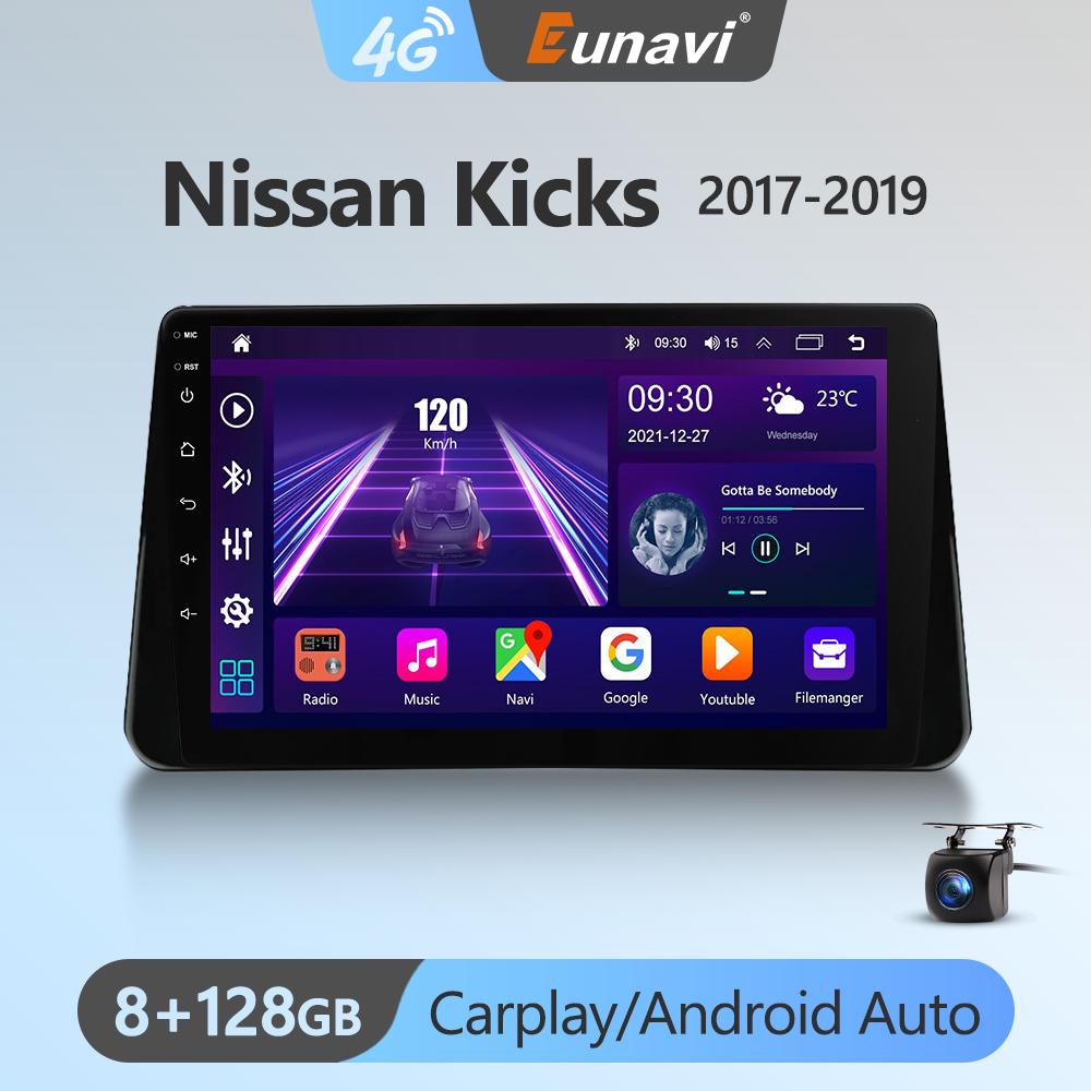 Eunavi 4G 2DIN Android Auto Radio GPS For Nissan Kicks 2017-2019 Quad Core Car Multimedia Video Player Carplay 2 Din DVD