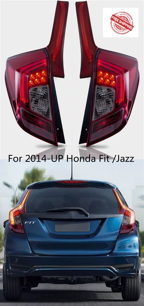 Vland For 2014-UP Honda Fit /JazzTail Lights Led Red Lens New Design Plug And Play