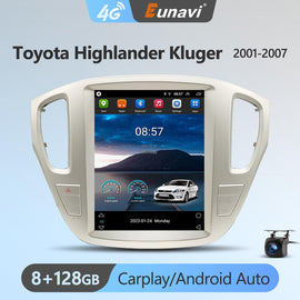 Eunavi Tesla Style Android 11 Car Radio For Toyota Highlander Kluger 2001-2007 12.1